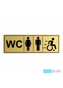 Табличка на дверь WC  пластик золото/серебро  (арт.Тd8)
